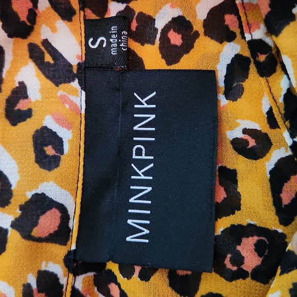 Minkpink orange and pink semi sheer cheetah print button down blouse - Picture 3 of 10